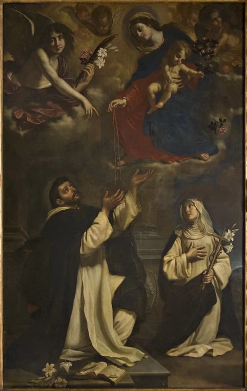 Il giovane - La Madonna del Rosario, San Domenico e Santa Caterina (San Domenico che riceve il Rosario dalla Vergine e Santa Rosa da Lima)